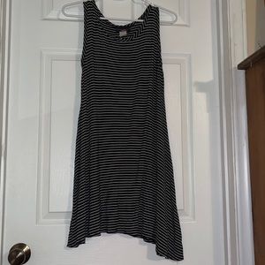 Girl’s Tank dress, Black background, White Stripes, Large in Junior sizes